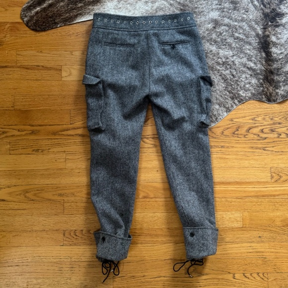 MONSE Fall 2017 Runway Wool Herringbone Lace-up Pants in Charcoal White Size 4 - Picture 12 of 15